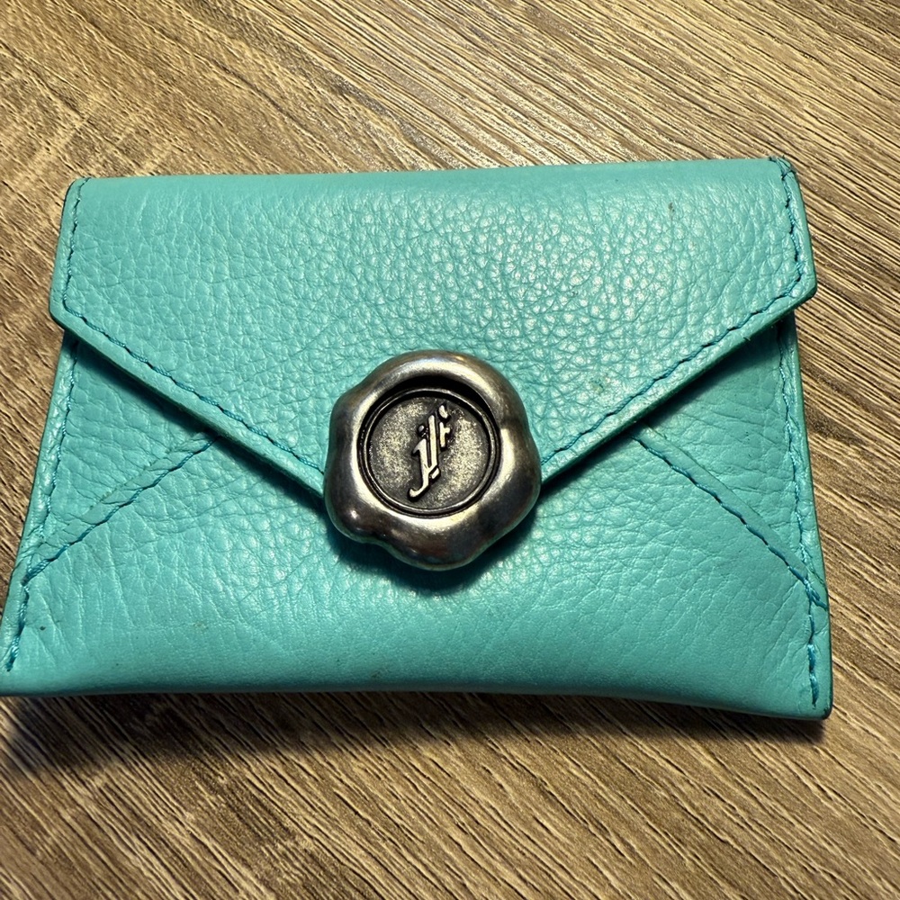 John Fluevog Turquoise Leather business card holder